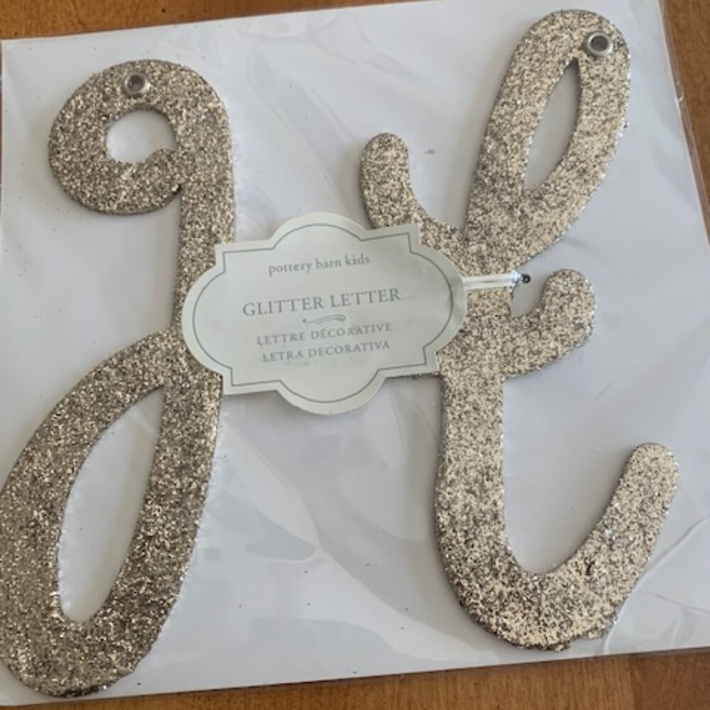 Pottery Barn Decorative Gold Glitter Letter H - New